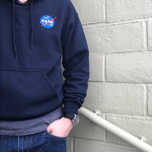 Navy Hoodie with Nasa Patch M - Picture 3 of 8